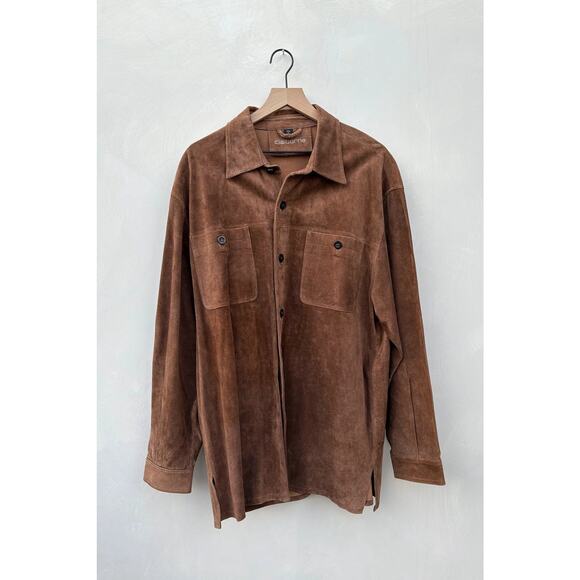 Liz Claiborne Jackets & Blazers - Claiborne Shirt Jacket Womens Western Cognac 80S XL Brown Leather Suede